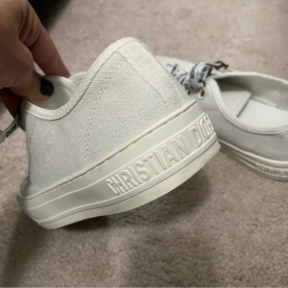 Dior White Canvas Sneakers with Graphic Laces - Picture 6 of 7